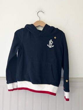 Polo Ralph Lauren Girls 6 Navy Kids Hooded Sweatshirt with Anchor Patch